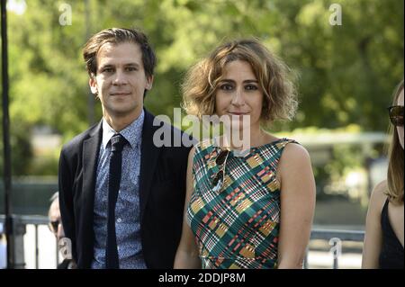 French Paris Mayor election candidate Gaspard Gantzer (L) and French journalist Isabelle Saporta (R) attend a ceremony to mark the 75th anniversary of the liberation of Paris by the French 2nd Armored Division during the WWII from Nazi occupation, in Paris, France, August 25, 2019. Photo by Eliot Blondet/ABACAPRESS.COM Stock Photo