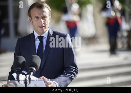 French President Emmanuel Macron with Lebanese Prime Minister Saad ...