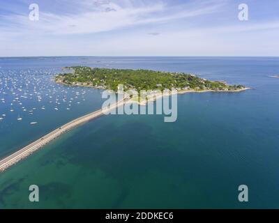 Aerial view of Marblehead Neck and Marblehead Harbor in town of Marblehead, Massachusetts MA, USA. Stock Photo