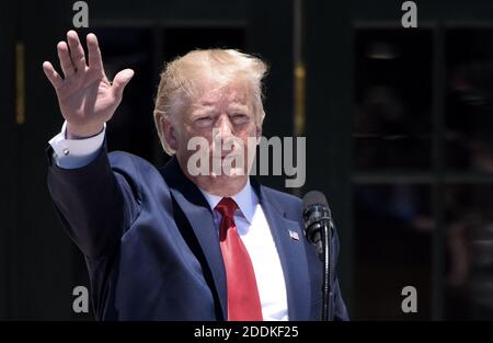 US President Donald Trump takes part in the 3rd Annual Made in America Product Showcase on the South Lawn at the White House in Washington, DC, on July 15. 2019. Photo by Olivier Douliery/ABACAPRESS.COM Stock Photo
