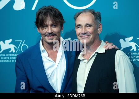 Johnny Depp and Mark Rylance attending the Waiting For The Barbarians Photocall as part of the 76th Venice Internatinal Film Festival (Mostra) on September 06, 2019. Photo by Aurore Marechal/ABACAPRESS.COM