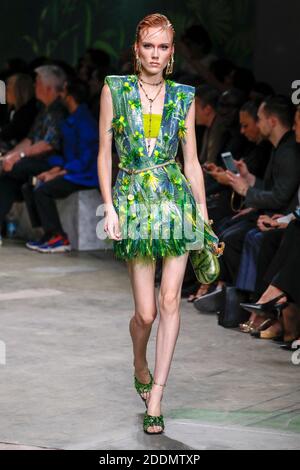 A model walks the runway at the Versace Ready to Wear fashion show during  the Milan