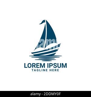 boat, cruise, or yacht vector logo design. fit for transportation or traveling on the sea logo. simple flat color style Stock Vector