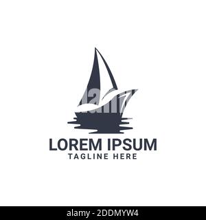 boat, cruise, or yacht vector logo design. fit for transportation or traveling on the sea logo. simple flat color style Stock Vector