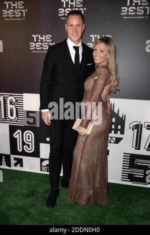 Marc-Andre ter Stegen and his wife attend the green carpet prior to The Best FIFA Football Awards 2019 at the Teatro Alla Scala on September 23, 2019 in Milan, Italy. Photo by David Niviere/ABACAPRESS.COM Stock Photo