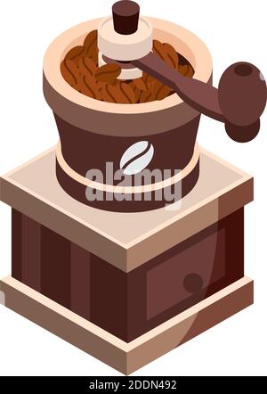 coffee roasting machine brewing isometric icon design vector illustration Stock Vector