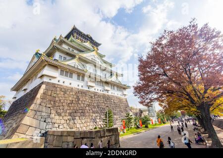 Autumn season at the Osaka Castle in Japan Stock Photo