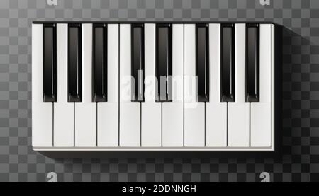 3d realistic icon vector piano with keyboard black and white. Stock Vector
