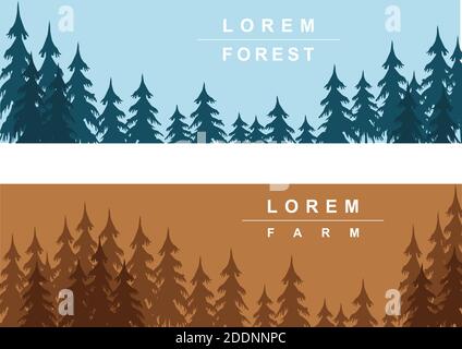 PINES FOREST BANNERS SYMBOL IMAGE Stock Vector