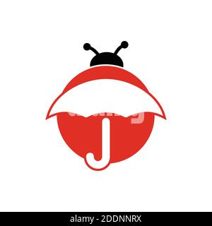 ladybug umbrella creative logo design Stock Vector