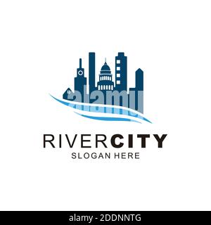 River City Town Logo Template Stock Vector