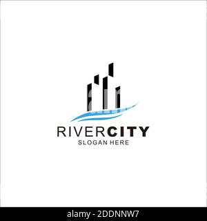 river city town logo design Stock Vector