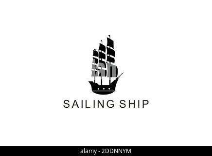 Sailing Ship Isolated on white background symbol in retro style Stock Vector