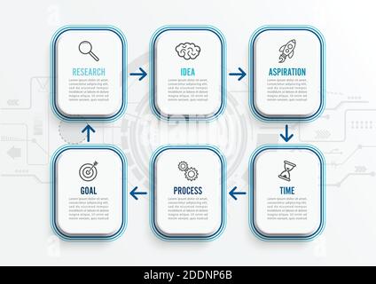 Vector infographic template with icons and 6 options or steps. Infographics for business concept. Can be used for presentations banner, workflow. Stock Vector