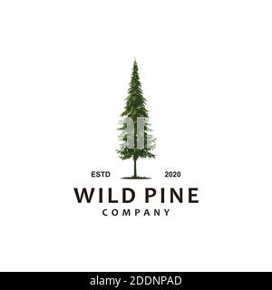 wild pine forest logo illustration Stock Vector