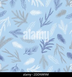 Seamless pattern with hand drawn cones,xmas tree. Christmas vector illustration. Stock Vector
