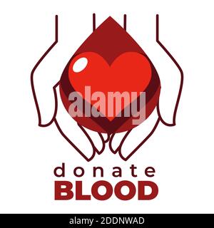 Donate blood isolated icon heart and hands charity Stock Vector
