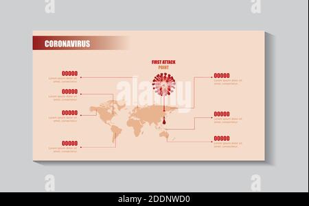 Vector stock infographic with coronavirus images, abstract male figure and list of Chinese 2019 nCoV symptoms. Concept for web articles, news and othe Stock Vector
