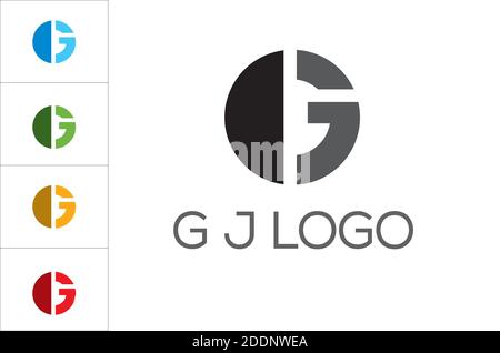 GJ geometric monogram.Stylized lettering logo in abstract, modern, architectural, corporate style.Typographic icon with letter g and letter j isolated Stock Vector
