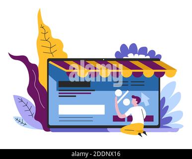 Online shopping Internet store page on computer screen or tablet Stock Vector