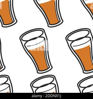 Beer or ale Scottish drink in glass seamless pattern Stock Vector