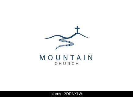 church logo designs with mountain Stock Vector