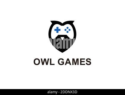 Owl games logo design template Stock Vector