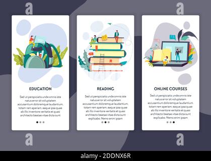 Education reading and online courses web page template Stock Vector