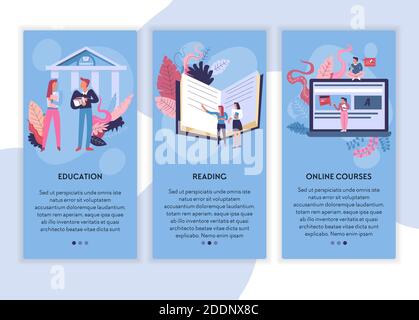 Education reading and online courses web pages templates Stock Vector