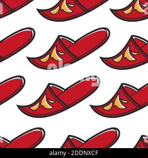 Turkish shoe with ornament khussa slipper or flip flop seamless pattern Stock Vector