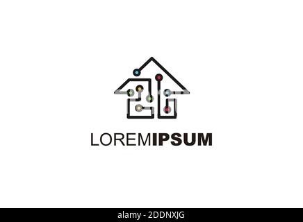 Power Element House Logo Design Stock Vector