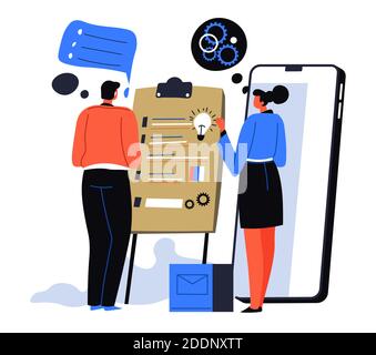 Team of people working on business idea together Stock Vector