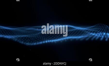 Abstract Dynamic digital particle wave patterns with glowing light effect, abstract background , technology and business presentation background.4k Stock Photo