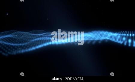 Abstract Dynamic digital particle wave patterns with glowing light effect, abstract background , technology and business presentation background.4k Stock Photo