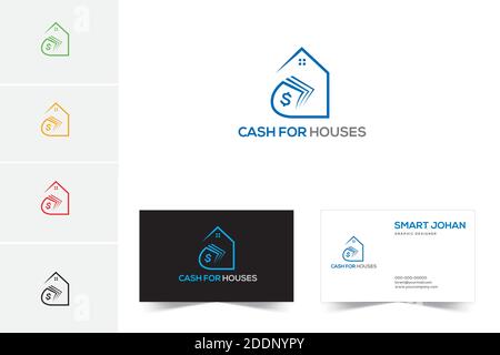 Money and House Logo Template, Icon, Symbol - Vector Stock Vector