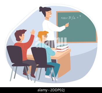 Teacher explaining discipline to pupils at lesson Stock Vector