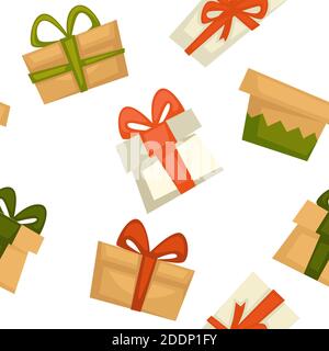 Present boxes with ribbon bows seamless pattern Stock Vector