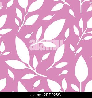 Leaves white silhouette seamless pattern vector Stock Vector