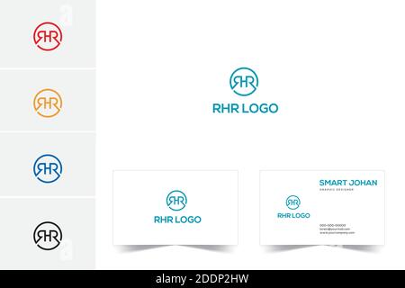 rhr, rh logo Design and vector template Stock Vector
