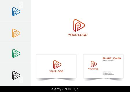 Media Play and p music Logo Design Template Stock Vector