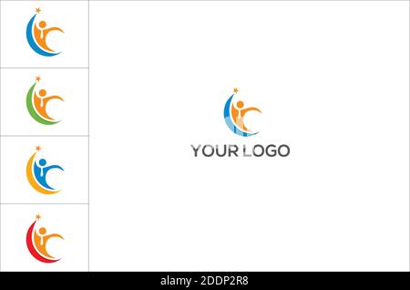 Logo Progress Man Icon Element Template Design Logos Stock Vector