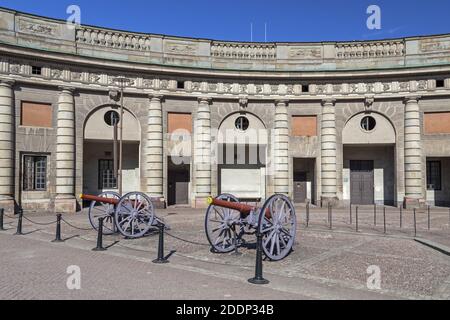 geography / travel, Sweden, Stockholm, cannons in the external palace courtyard of the Royal Castle, i, Additional-Rights-Clearance-Info-Not-Available Stock Photo