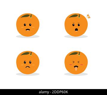 designs about orange cartoons in various expressions Stock Vector