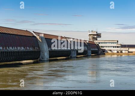 A shot of the Eider Barrage located at the mouth of the river Eider Stock Photo