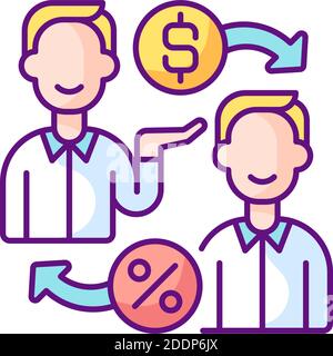 Peer to peer lending RGB color icon Stock Vector