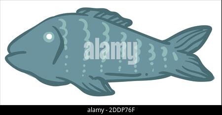 Fish animal, cooking and preparing sea meat food Stock Vector