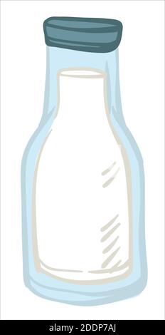 Dairy products fresh milk poured in glass bottle Stock Vector