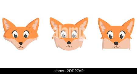 Fox. Animal cartoon. Set of cute cartoon foxes in modern simple flat style.  Isolated vector illustration Stock Vector Image & Art - Alamy