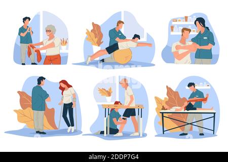 Treatment massage for people with injuries vector Stock Vector