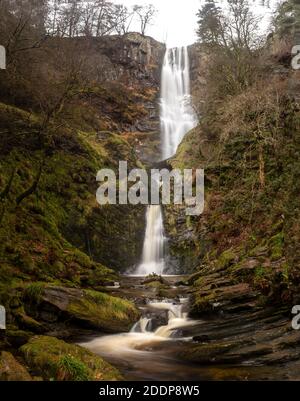 Pistyll Rhaeadr waterfall in winter, Powys, Wales Stock Photo
